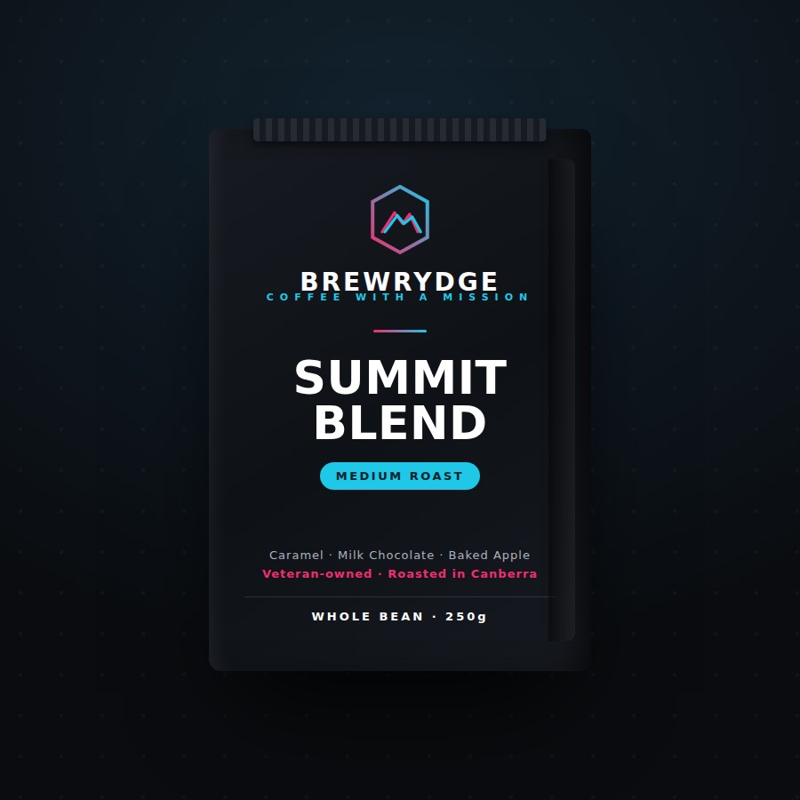 Brewrydge Summit Blend — veteran-owned coffee roasted in Canberra